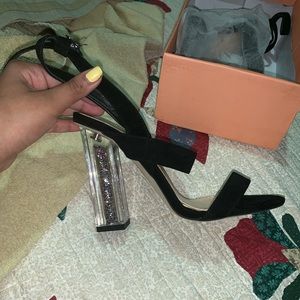 Public desire MARISA CLEAR GLITTER HEEL Black new